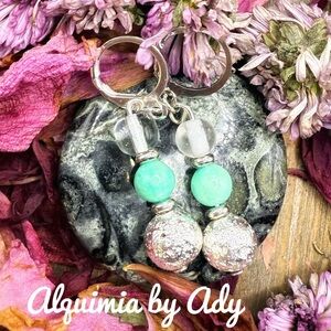 Statement amazonite silver beaded bohemian dress earrings